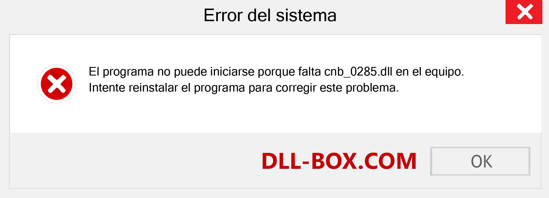 ¿Falta el archivo cnb_0285.dll ?. Descargar para Windows 7, 8, 10 - Corregir cnb_0285 dll Missing Error en Windows, fotos, imágenes